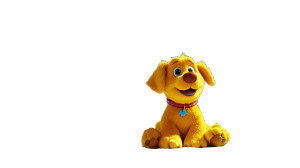 Yellow Plush Dog Vinyl Car Decal Sticker – Waterproof & UV-Resistant 8"