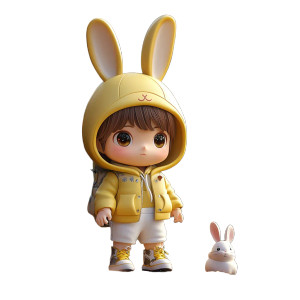 Cute Rabbit Hat Boy V3 Vinyl Car Decal Sticker – Waterproof & UV-Resistant 8"