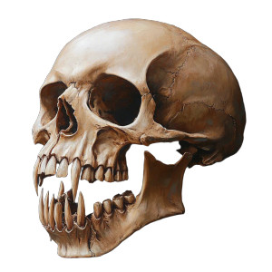 Skull With Canines Vinyl Car Decal Sticker – Waterproof & UV-Resistant 8"