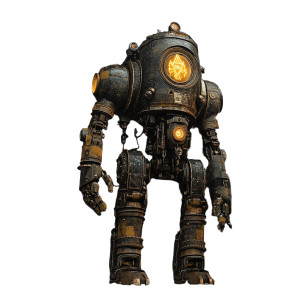 Steampunk Mining Robot Vinyl Car Decal Sticker – Waterproof & UV-Resistant 8"