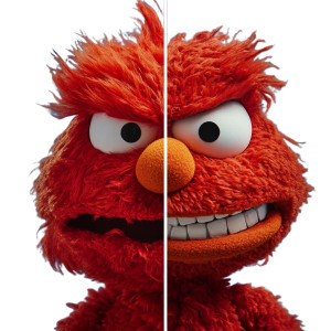 Dual Emotion Elmo Vinyl Car Decal Sticker – Waterproof & UV-Resistant 8"