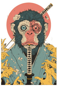 One-Eyed Monkey Samurai Vinyl Car Decal Sticker – Waterproof & UV-Resistant 8"