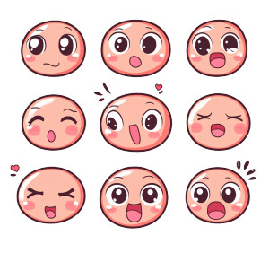 Kawaii Facial Expressions Vinyl Car Decal Sticker – Waterproof & UV-Resistant 8"