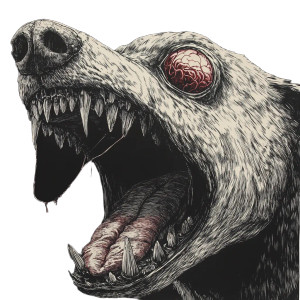 Creepy Monster Dog Vinyl Car Decal Sticker – Waterproof & UV-Resistant 8"