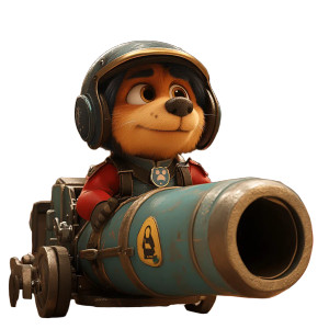 Pixar Dog Cannon Vinyl Car Decal Sticker – Waterproof & UV-Resistant 8"