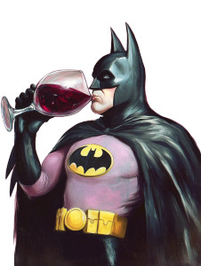 Whimsical Batman Drinking Vinyl Car Decal Sticker – Waterproof & UV-Resistant 8"