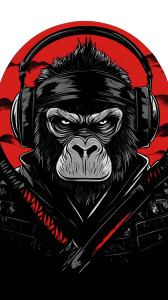 Samurai Gorilla Headphones Vinyl Car Decal Sticker – Waterproof & UV-Resistant 8"