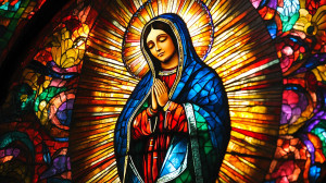 Virgen Guadalupe Vitral Vinyl Car Decal Sticker – Waterproof & UV-Resistant 8"