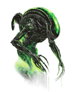 Alien Xenomorph T-Shirt Vinyl Car Decal Sticker – Waterproof & UV-Resistant 8"