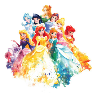 Disney Princesses Watercolor Vinyl Car Decal Sticker – Waterproof & UV-Resistant 8"