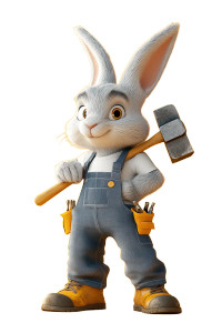 Craftsman Rabbit Vinyl Car Decal Sticker – Waterproof & UV-Resistant 8"