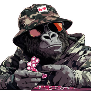 Gorilla Poker Player Vinyl Car Decal Sticker – Waterproof & UV-Resistant 8"