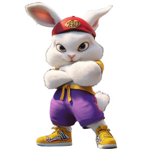 Hip-Hop Rabbit Fighter Vinyl Car Decal Sticker – Waterproof & UV-Resistant 8"
