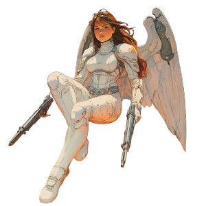 Futuristic Angel Warrior Vinyl Car Decal Sticker – Waterproof & UV-Resistant 8"