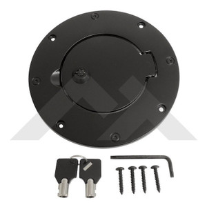 High-Quality Black Fuel Door for Jeep Wrangler TJ | Riveted Ring, Locking, Easy Install
