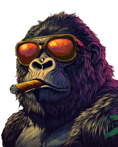 Gangster Gorilla Illustration Vinyl Car Decal Sticker – Waterproof & UV-Resistant 8"