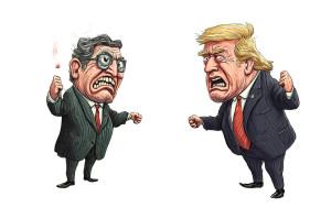 Political Caricature Divide Vinyl Car Decal Sticker – Waterproof & UV-Resistant 8"