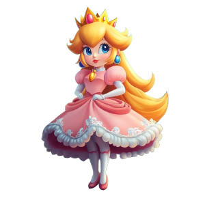 Princess Peach Illustration Vinyl Car Decal Sticker – Waterproof & UV-Resistant 8"