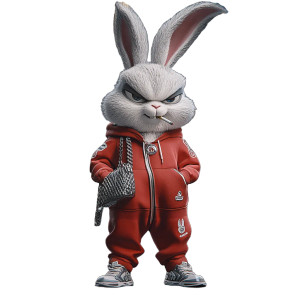 Angry Stylish Bunny Vinyl Car Decal Sticker – Waterproof & UV-Resistant 8"