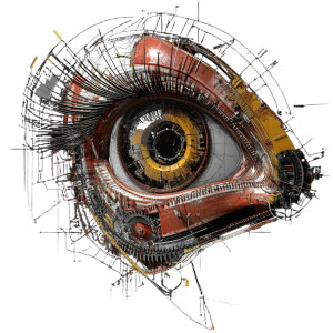 Mechanical Eye Blueprint Vinyl Car Decal Sticker – Waterproof & UV-Resistant 8"