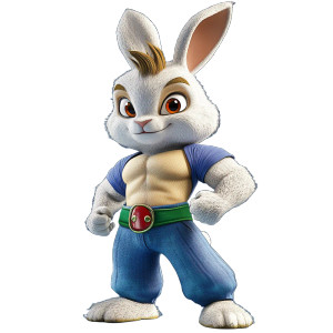 Muscular Cartoon Bunny Vinyl Car Decal Sticker – Waterproof & UV-Resistant 8"