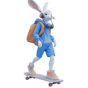 Cyber Rabbit Skateboarder V3 Vinyl Car Decal Sticker – Waterproof & UV-Resistant 8"