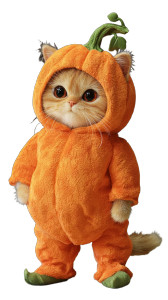 Pumpkin Costume Cat V2 Vinyl Car Decal Sticker – Waterproof & UV-Resistant 8"