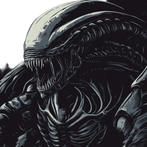 Xenomorph Illustration Vinyl Car Decal Sticker – Waterproof & UV-Resistant 8"