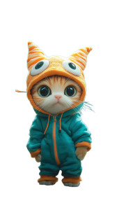 Fish-Costumed Munchkin Cat Vinyl Car Decal Sticker – Waterproof & UV-Resistant 8"