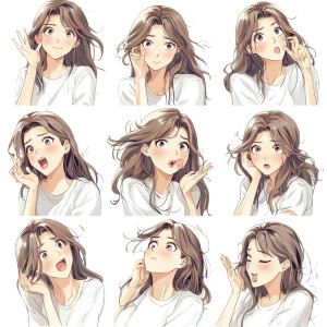 Anime Woman Expressions Vinyl Car Decal Sticker – Waterproof & UV-Resistant 8"