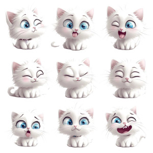Emoticon Cat Illustrations Vinyl Car Decal Sticker – Waterproof & UV-Resistant 8"