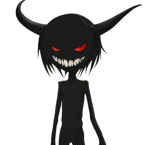 Malicious Horned Cartoon Vinyl Car Decal Sticker – Waterproof & UV-Resistant 8"