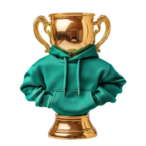 Golden Hoodie Trophy Vinyl Car Decal Sticker – Waterproof & UV-Resistant 8"