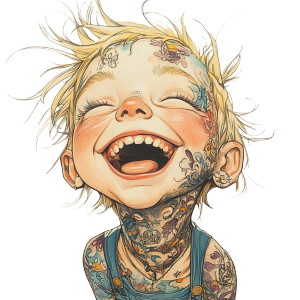 Tattooed Blonde Child Vinyl Car Decal Sticker – Waterproof & UV-Resistant 8"