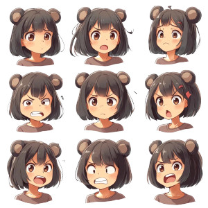 Anime Girl Expressions V2 Vinyl Car Decal Sticker – Waterproof & UV-Resistant 8"