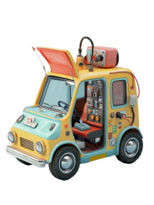 Retro Electric Car Vinyl Car Decal Sticker – Waterproof & UV-Resistant 8"