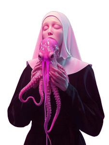 Neon Nun Octopus Vinyl Car Decal Sticker – Waterproof & UV-Resistant 8"