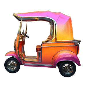 Sunset Rickshaw Vinyl Car Decal Sticker – Waterproof & UV-Resistant 8"