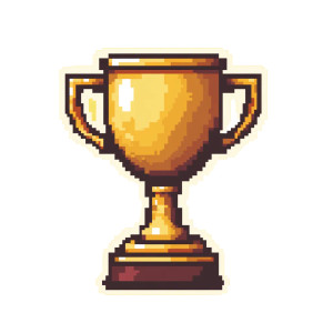 Golden Pixel Trophy Vinyl Car Decal Sticker – Waterproof & UV-Resistant 8"