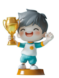 Cheering Boy Trophy Vinyl Car Decal Sticker – Waterproof & UV-Resistant 8"