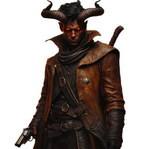 Evil Tiefling Gunslinger Vinyl Car Decal Sticker – Waterproof & UV-Resistant 8"