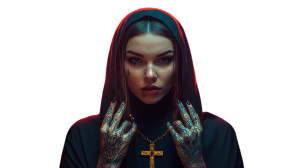 Gothic Tattooed Nun V9 Vinyl Car Decal Sticker – Waterproof & UV-Resistant 8" Gothic Tattooed Nun V9 Vinyl Car Decal Sticker – Waterproof & UV-Resistant 8"