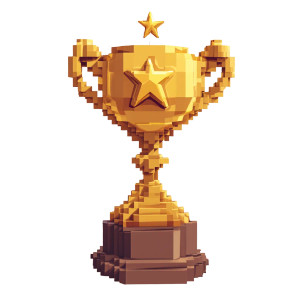 Golden Trophy Pixelart Vinyl Car Decal Sticker – Waterproof & UV-Resistant 8"