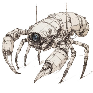 Robotic Hermit Crab Vinyl Car Decal Sticker – Waterproof & UV-Resistant 8"