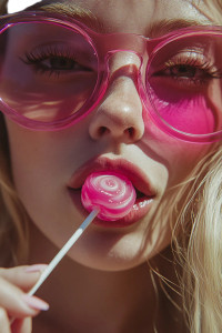 Blonde In Pink Sunglasses Vinyl Car Decal Sticker – Waterproof & UV-Resistant 8"