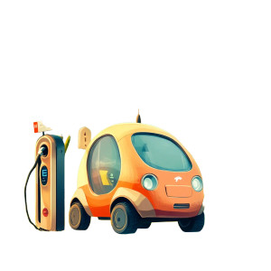 Electric Car Illustration Vinyl Car Decal Sticker – Waterproof & UV-Resistant 8"