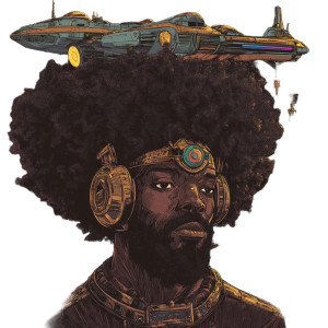 Afro Punk Spaceship Vinyl Car Decal Sticker – Waterproof & UV-Resistant 8"