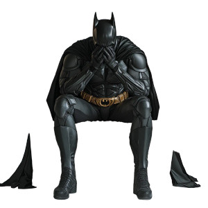 Dejected Batman Sitting Vinyl Car Decal Sticker – Waterproof & UV-Resistant 8"
