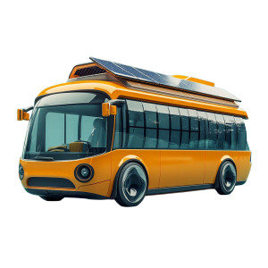 Retro Futuristic Bus Vinyl Car Decal Sticker – Waterproof & UV-Resistant 8"
