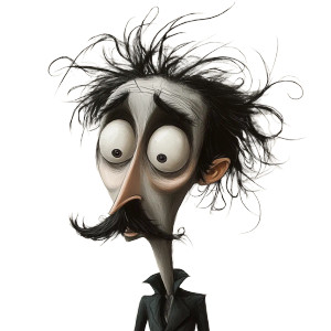 Whimsical Burton Portrait Vinyl Car Decal Sticker – Waterproof & UV-Resistant 8"